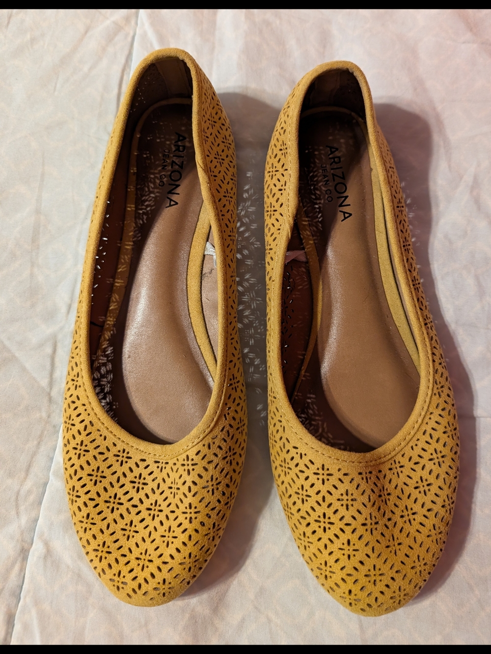 Arizona Jean Company Mustard Yellow Laser-Cut Ballet Flats